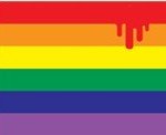 Bandeira símbolo do movimento GLBT contra a homofobia. A cor vermelha imita um sangramento. Bandeira símbolo do movimento GLBT contra a homofobia. A cor vermelha imita um sangramento.