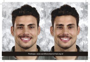 O ator Cauã Reymond em duas fotos, a segunda com a imagem manipulada para participar do Manifesto
