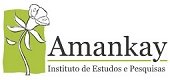 Logotipo do Amankay - Instituto de Estudos e Pesquisas, onde a flor amankay é destacada em branco sobre fundo colorido.