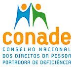 Logotipo do CONADE - Conselho Nacional dos Direitos da Pessoa Portadora de Deficiência, a ilustração de duas pessoas de braços apertos