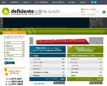 Captura de tela do site http://www.deficienteonline.com.br Captura de tela do site http://www.deficienteonline.com.br