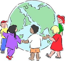 Ilustração de crianças em torno do mundo