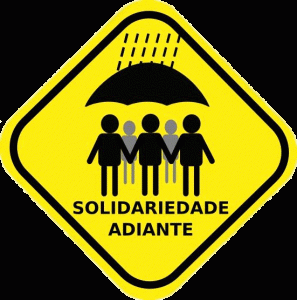 Placa de solidariedade aos desabrigados pela chuva