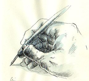 Ilustração de mão escrevendo com bico de pena Ilustração de mão escrevendo com bico de pena