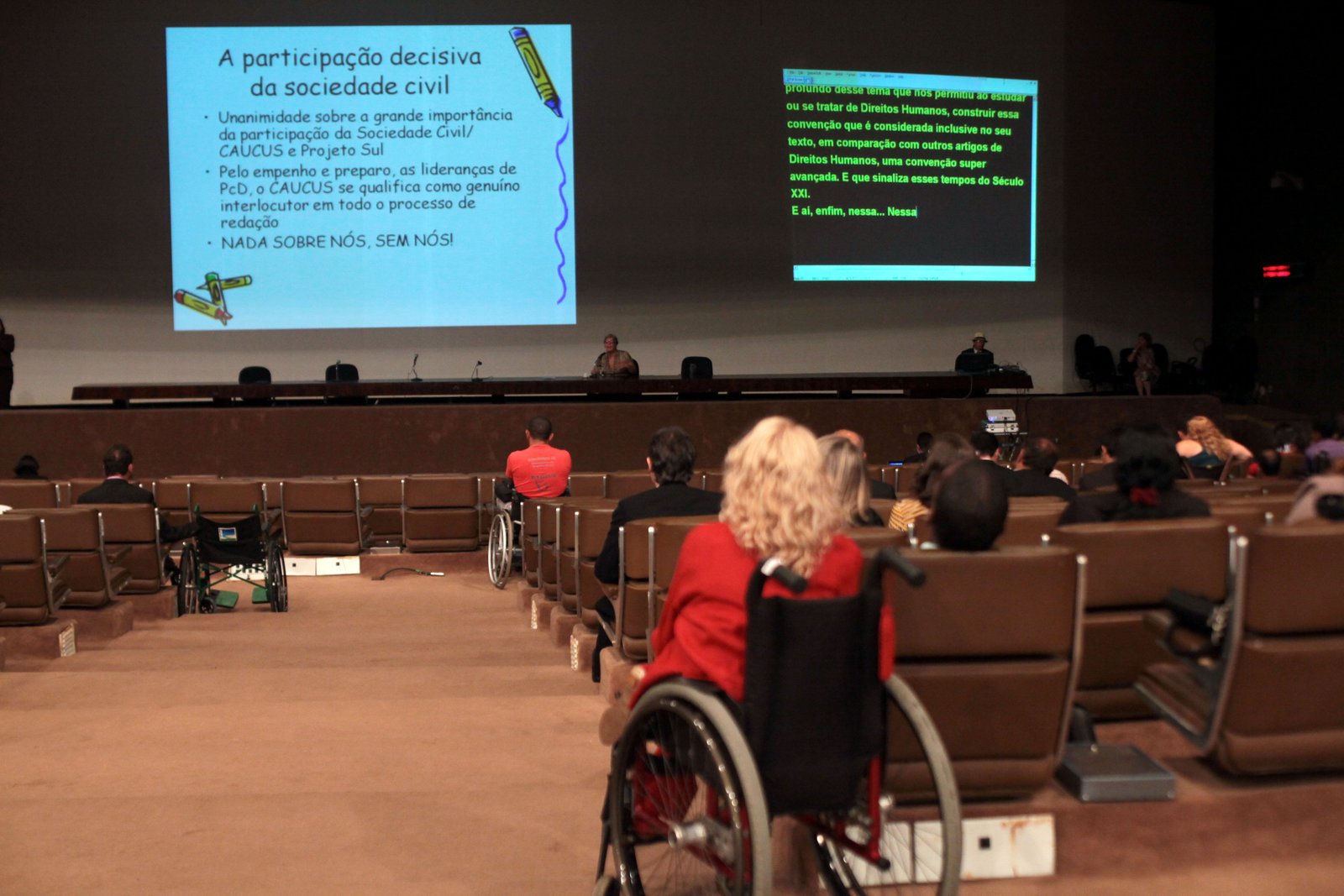 Seminário sobre Convenção dos Direitos das Pessoas com Deficiência Auditorio aonde acontece o seminario