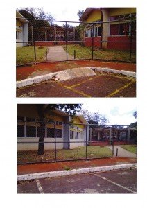 alambrado CIEE Dias fotos de fachada de escola com alambrado em volta cercando-a.
