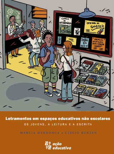 Ilustração de ambiente escolar com jovens.