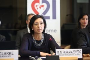 Brazilian Ambassador Maria Nazareth Farani Azevêdo opens the World Down Syndrome Day meeting at the Palais the Nations, United Nations, Geneva. 21/03/2018 Photo: Paula Dias Leite/DSI