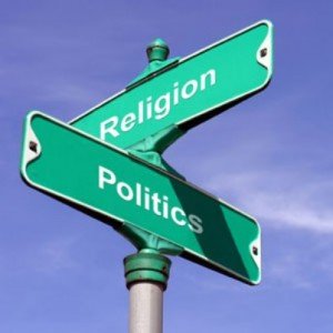 Uma placa com dois caminhos: religion and politics