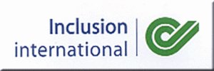 Logo da Inclusion International. uma onda-caracol verde apontando para cima.