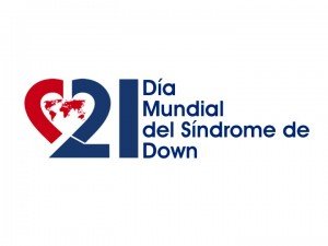 Logotipo del Dia Mundial del Sindrome de Down en azul y rojo