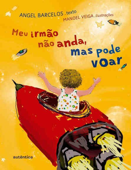 Capa do livro: ilustração de uma criança dentro de nave espacial.