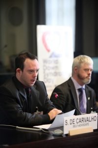 Down syndrome self advocates present their cases during the World Down Syndrome Day meeting at the Palais the Nations, United Nations, Geneva. 21/03/2018 Photo: Paula Dias Leite/DSI