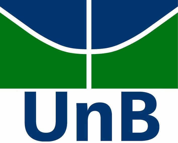 logo da unb, azul e verde, desenho de um aviao como o plano piloto de brasilia.