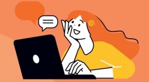 ilustração de olhando computador.