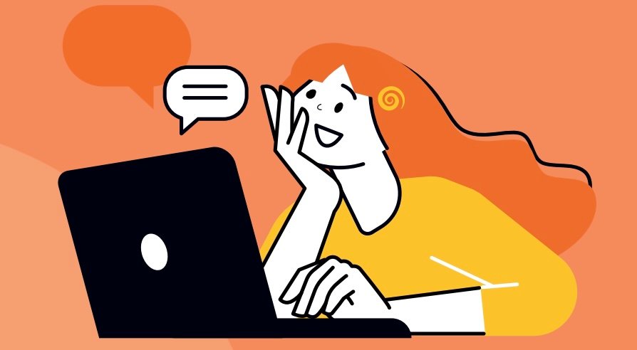 ilustração de olhando computador.